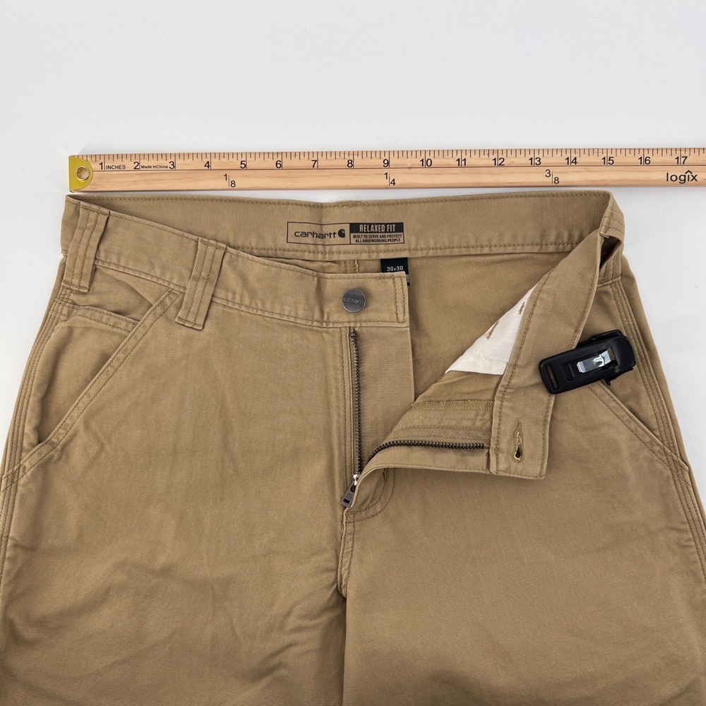 Carhartt BN2291 M Mens Khaki Rugged Flex Relaxed Fit Canvas Work Pants 30x30 New - Picture 8 of 10